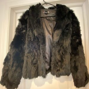 Real rabbit fur black jacket